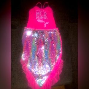 Pink mermaid bathing suit